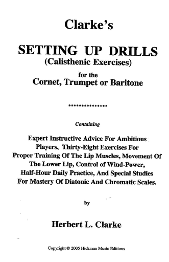 Clarke Setting Up Drills for Trumpet - Exercise Pages 1-15 - Exercises: 1 - 9