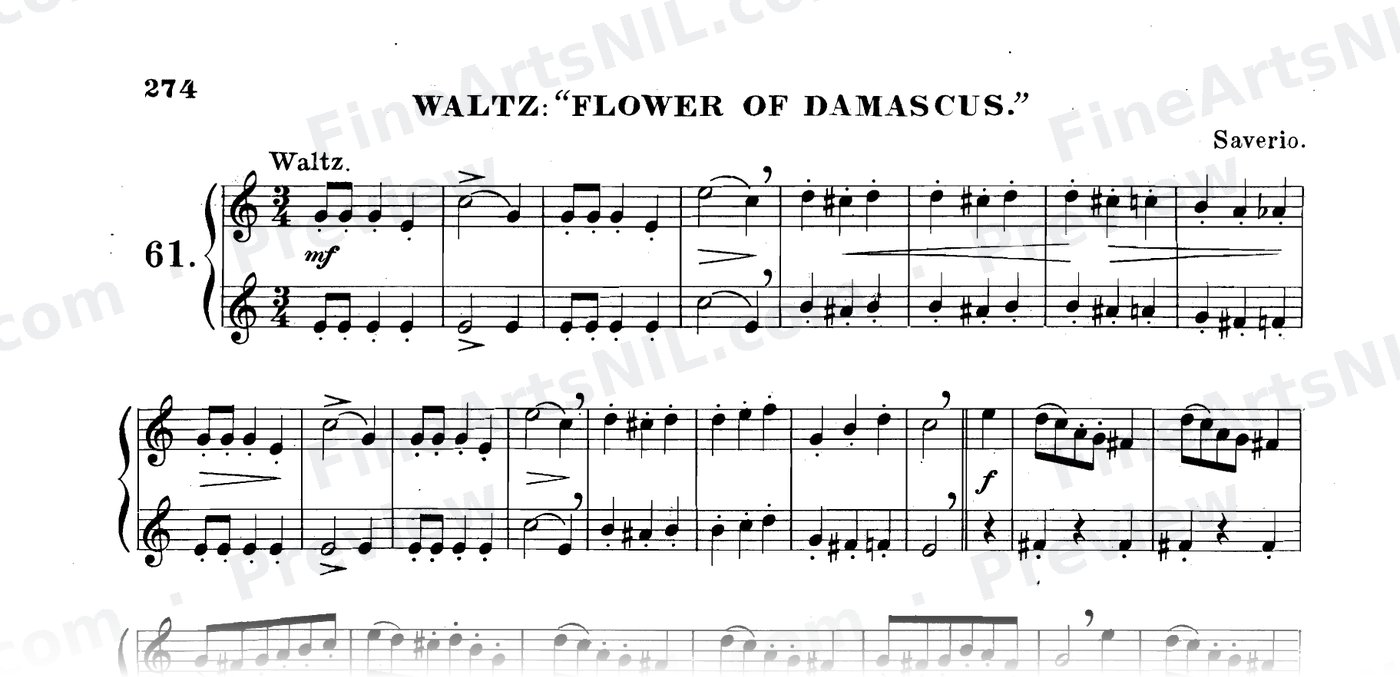 Sixty-eight Duets for Two Cornets / No. 61 / Waltz: "Flower of Damascus."