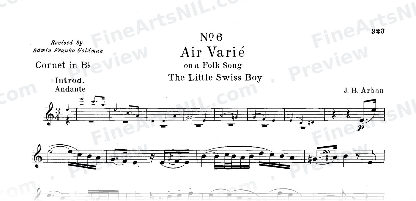 14 Celebrated Fantaisies and Airs Variés / No. 7 / Air Varie on a Folk Song: "The Little Swiss Boy"